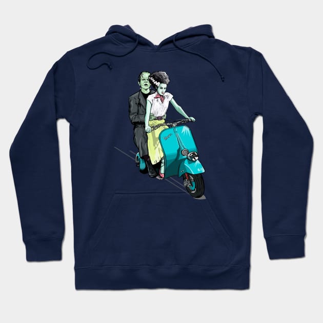 Frankenstein Holiday on scooter Hoodie by FanboyMuseum